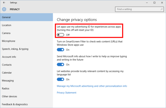 windows 10 review privacy settings